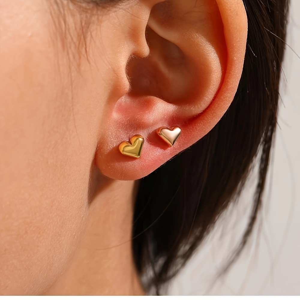 Stylish Heart-Shaped Twisted Round Ball Earrings — Stainless Steel